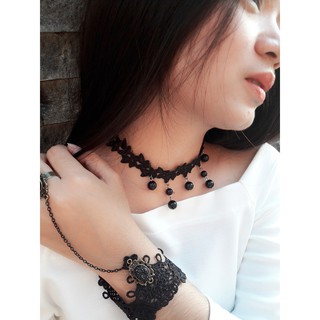 Sale พร้อมส่ง!! HOT สุดๆ โชคเกอร์ Choker โชคเกอร์ผ้า แนวเจ้าหญิง โชคเกอร์โกธิค ลายใบไม้ สวย เซ็กซี่