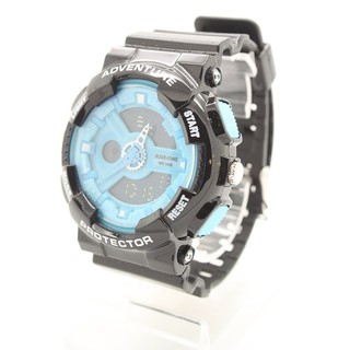 Submariner นาฬิกาชาย สายยาง 2 ระบบ (เข็มและDigital) - SS20008 (Black-BlueSky)