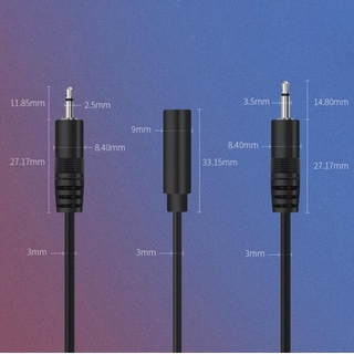 สายเคเบิลเชื่อมต่อ 2 pin ขนาด 2.5 มม. 3.5 มม. Mono Audio ตัวผู้ ตัวเมีย 2 สายเคเบิล DIY ขนาด 25 ซม. 5 ชิ้น