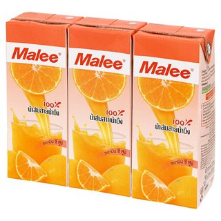 💥โปรสุดพิเศษ!!!💥 มาลี น้ำส้มสายน้ำผึ้งผสมเนื้อส้ม 100% 200มล. x 3 กล่อง Malee orange juice, honeysuckle mixed with 100%