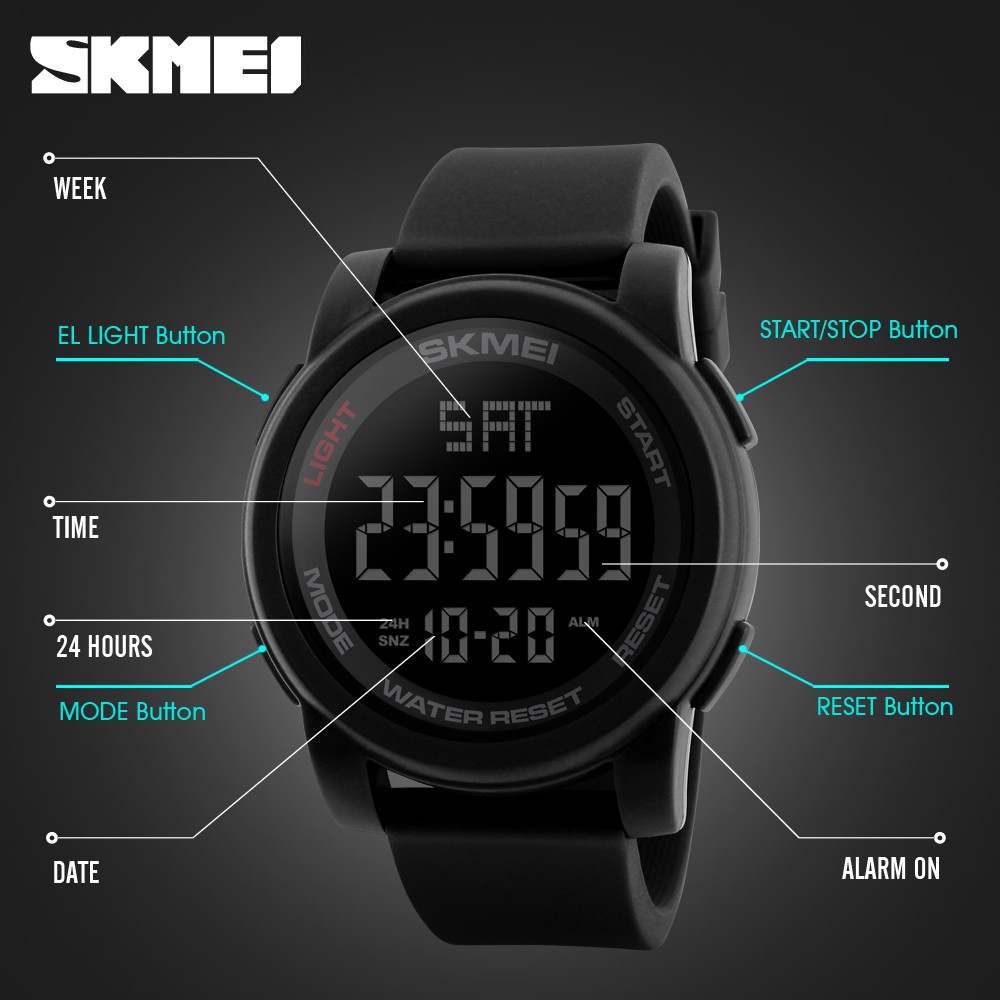 Skmei 1257 นาฬิกาข้อมือ โครโนกราฟ นับถอยหลัง สายซิลิโคน สําหรับผู้ชาย
