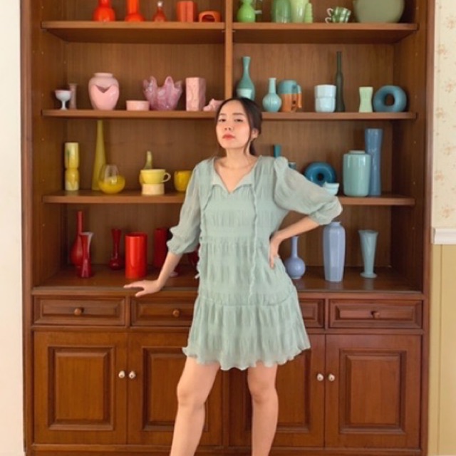 Tshopp พรีสเดรส สีเขียวมิ้น