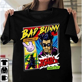 เสื้อยืดผ้าฝ้ายพิมพ์ลายแฟชั่น ◘เสื้อยืด Wwe Bad Bunny X Royal Rumble 2022 สําหรับผู้หญิง T8IICOD