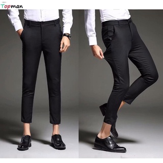 (27-34) กางเกงขา5 ส่วนชาย สีดำ ทรง Slim Fit #3778 Topman