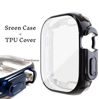 เคส TPU พร้อมตัวป้องกันหน้าจอ สําหรับ Apple Watch Ultra 49 มม. นิ่ม ใส ใส ฝาครอบกันชน แบบเต็ม สําหรับ IWatch Series 8 Pro