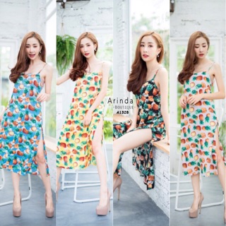 Maxidress ลายสับปะรดสีสันสดใสน่ารักมากกคู่ควรแก่การตำ💖💖