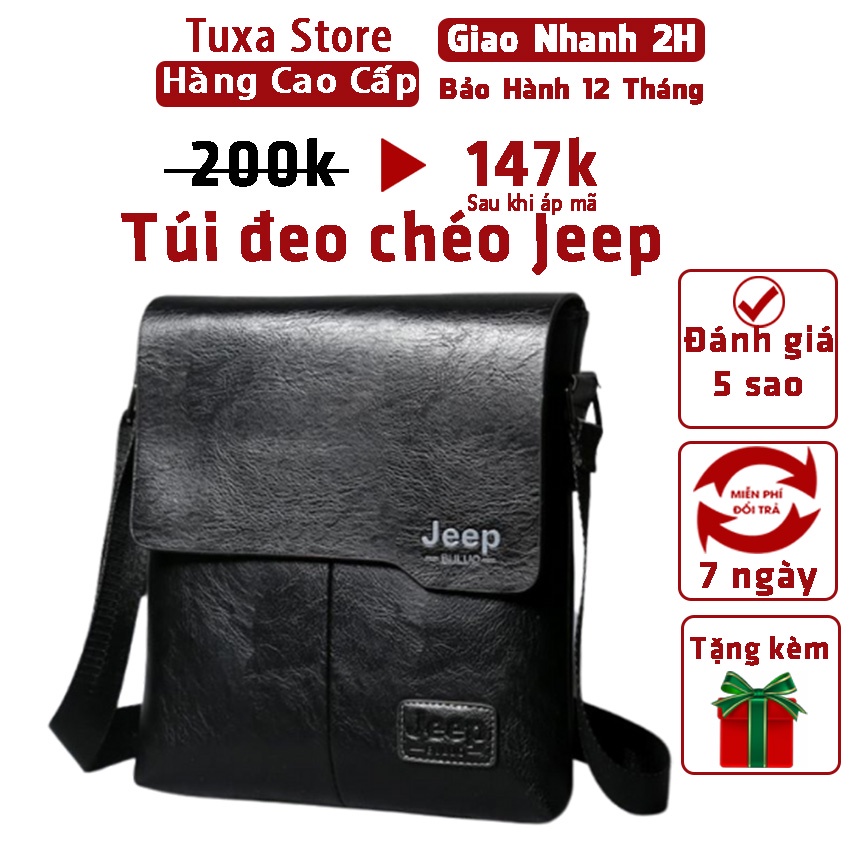 Jeep กระเป๋าสะพายข้างหนังกันน้ําคุณภาพสูงสําหรับโทรศัพท์ Ipad สําหรับทํางาน Jeep-tuxa กระเป๋าหนังผู้