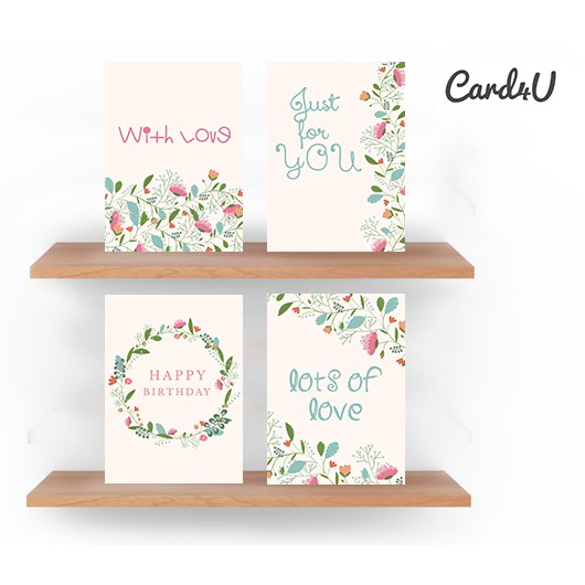 (พร้อมส่ง) การ์ดอวยพร with love, just for you, happy birthday 10.00 Baht/แผ่น (Greeting Card) ชุดรวม