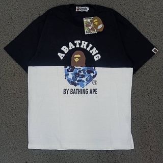 เสื้อยืด พิมพ์ลาย A BATHING APE BAPE 2tone BLACK WHITE พรีเมี่ยม