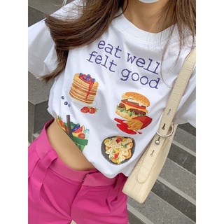 Cote.bkk รุ่น Eat well felt good เสื้อยืด เสื้อครอป 🌭🍔☀️