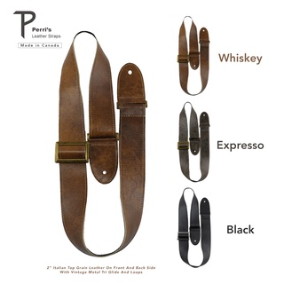 Perris "The Classy Line" Italian Top Grain Leather Guitar Strap สายสะพายกีตาร์สไตล์วินเทจหนังแท้ (Made in Canada)