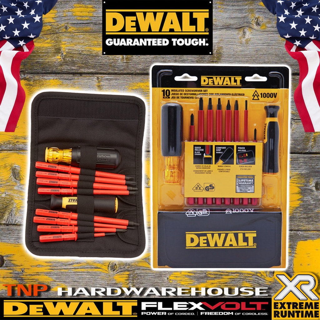 DEWALT ไขควงกันไฟ 1000V ไขควงหุ้มฉนวนกันไฟฟ้า 1000V ไขควงกันไฟ VDE 1000V รุ่น DWHT66417