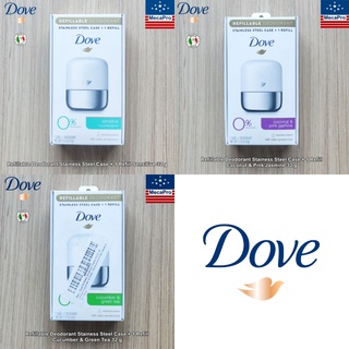 Dove® Refillable Deodorant Stainless Steel Case + 1 Refill 32 g โดฟ ผลิตภัณฑ์ระงับกลิ่นกายพร้อมรีฟิล สำหรับผู้หญิง