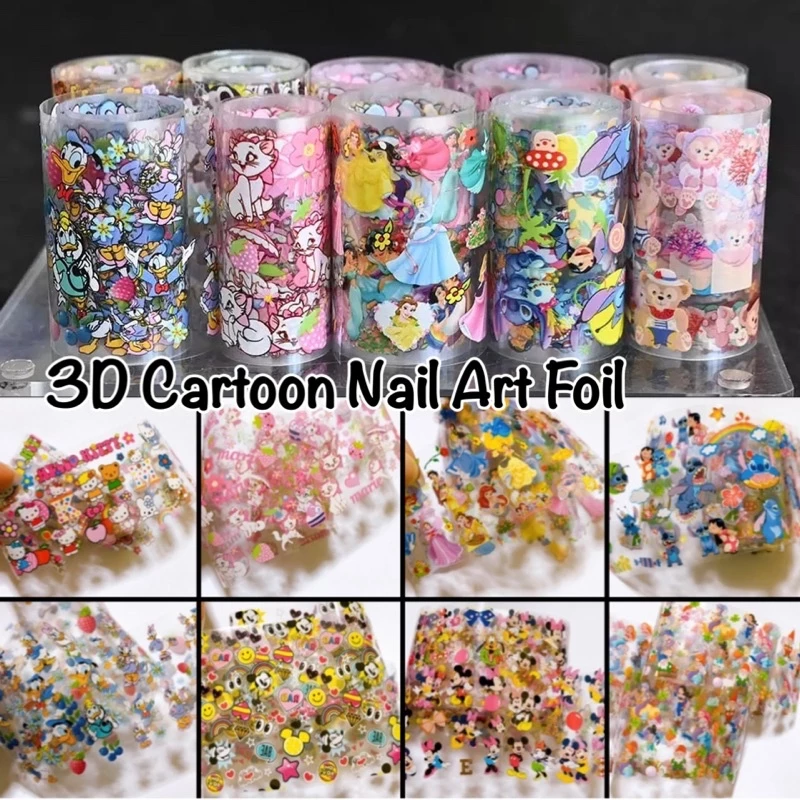 [100cm.]ฟอยการ์ตูน ฟอยลอกลาย การ์ตูนดิสนีย์ (ใช้คู่กับกาวลอกฟอย) Cartoon Stickers Nail Art stickers Foil 3D