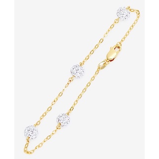 สร้อยข้อมือทองคำแท้ 14K พร้อมลูกบอลคริสตัล  14K yellow gold bracelet with crystal ball