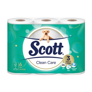 🔥สินค้าขายดี!! SCOTT กระดาษทิชชู่ รุ่น คลีนแคร์ (แพ็ค 6 ม้วน) สีขาว 🚚พิเศษ!!✅