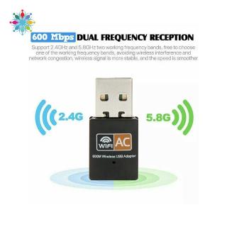 600 mbps 2 . 4-5 ghz usb dual band อะแดปเตอร์ wifi dongle 802 . 11 ac แบบไร้สายสําหรับแล็ปท็อป pc tch