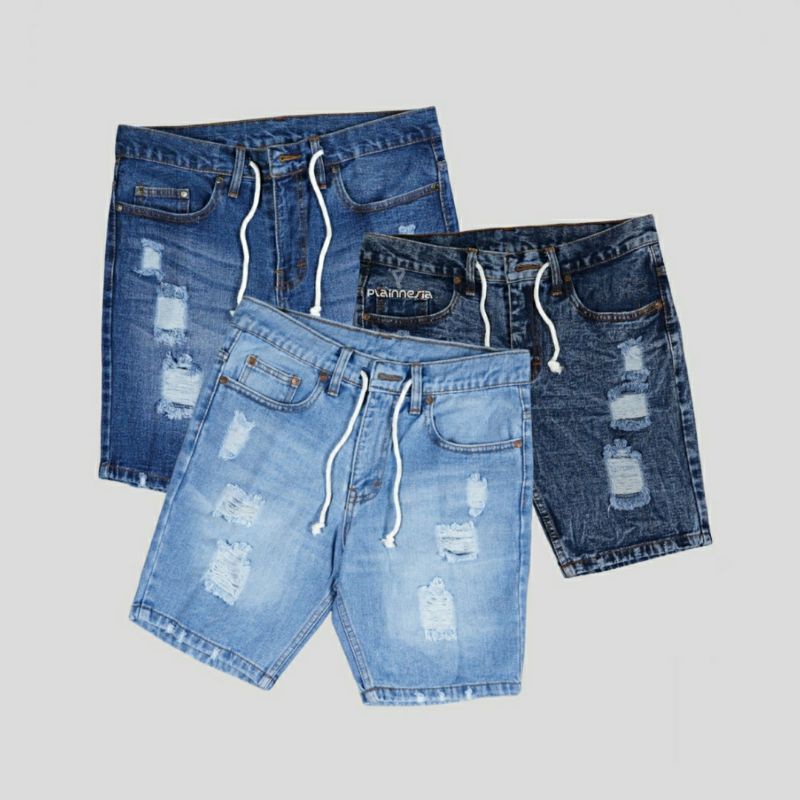 กางเกงขาสั้นผู้ชาย Ripped Jeans Premium Normal Size