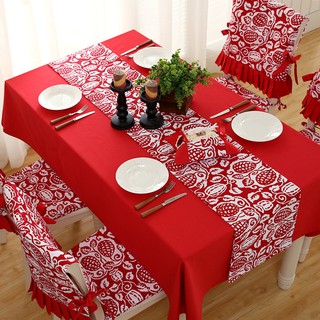 ♈۞☬Red wedding fabric tablecloth fashion table runner placemat cotton tea cloth Chinese modern Festival cover towel