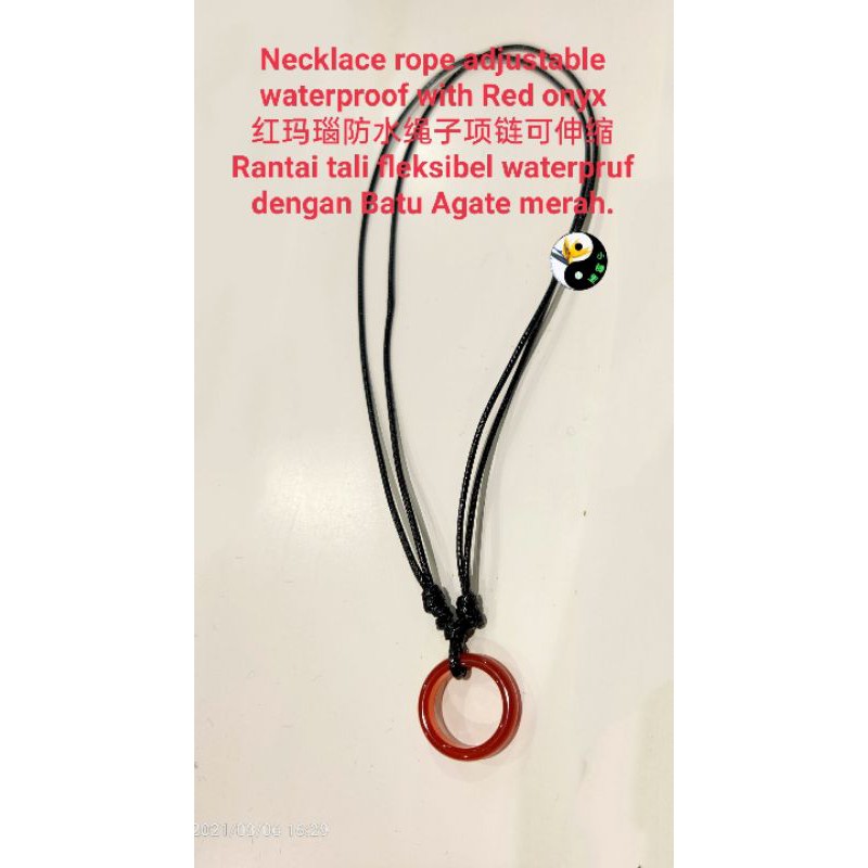 สร้อยคอ นิลสีแดง เชือกปรับได้,黑绳红项链,Rantai tali bau อาเกต merah
