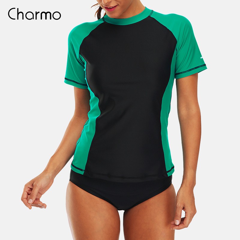 Charmo Rashguard Women Short Sleeve T-Shirts Swimwear Surf Top UPF 50 ...