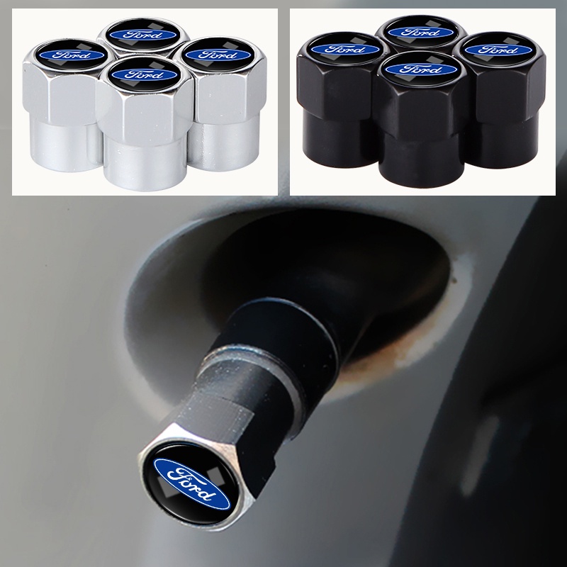 ฝาครอบวาล์วล้อรถยนต์ อลูมิเนียม ทรงหกเหลี่ยม อุปกรณ์เสริม สําหรับ Ford Kuga Fiesta Focus Mondeo Mk1 Mk2 Mk3 St 4 ชิ้น ต่อชุด