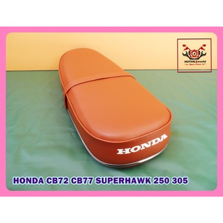 HONDA CB72 CB77 SUPERHAWK 250 305 "BROWN" COMPLETE SEAT with "CHROME" TRIM / เบาะรถมอเตอร์ไซค์ สีน้ำตาลผ้าเรียบ มีคิ้ว