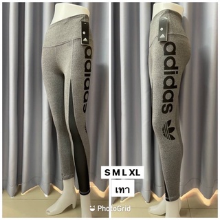 legging เลกกิ้ง กางเกงออกกำลังกาย สกรีนข้าง ระบายขาซีทรู