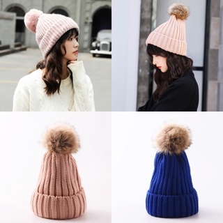 หมวกไหมพรม_สีล้วน Cap_Hat หมวกหน้าหนาว ราคาถูก พร้อมส่ง