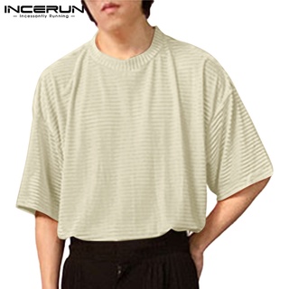 Incerun เสื้อยืด คอกลม แขนสั้น สไตล์เรียบง่าย แฟชั่นสําหรับผู้ชาย 3 สี