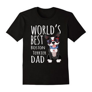 [S-5XL]เสื้อยืดผ้าฝ้าย พิมพ์ลาย NGF32T65E Worlds Best Boston Terrier Dad Dog Cool Father Day สําหรับผู้ชาย O65YT666899