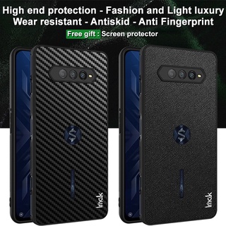 เคสโทรศัพท์คาร์บอนไฟเบอร์คาร์บอนไฟเบอร์ลายฉลามสีดํา Xiaomi Black Shark 4 Pro หนัง Pc Blackshark 4 + กันรอยหน้าจอ