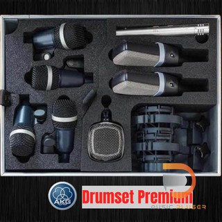 Akg Drumset Premium ชุดไมโครโฟนสำหรับอัดกลองชุด แบบครบเซ็ต มาพร้อมกับกล่อง Aluminium caseพร้อมไมค์จับ Overhead ประกัน1ปี