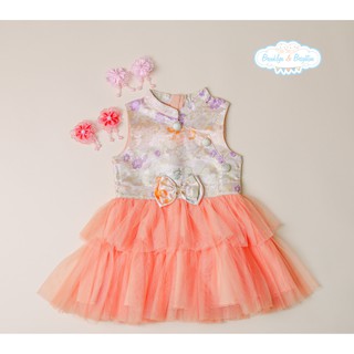 Chinese Girl - CNG04 - Multi Pastel Orange Dress ชุดเดรสตรุษจีน สีพีช