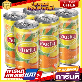 🌾ฮิต🌾 ✨ขายดี✨ ลิปตัน พีช ไอซ์ที 245มล. x 6 กระป๋อง Peach Ice Tea Lipton 245 ml. X 6 cans 🚚💨