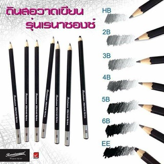 ดินสอ Renaissance Drawing Pencil ดินสอเกรด วาดรูป HB,2B,3B,4B,5B,6B,EE ดินสอดำ (1แท่ง)