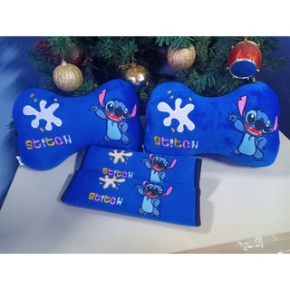 setหมอนรองคอ+ที่หุ้มเบลล์ในรถยนต์ลายสติชStitch