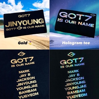 💚เสื้อ GOT7 IS OUR NAME สกรีนหน้าหลัง-หลัง เลือกเมมเบอร์ Hologram💿 Gold🏅