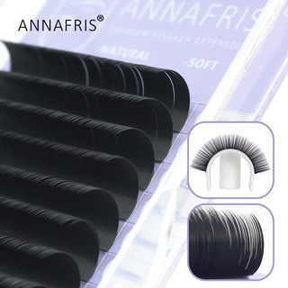 Annafris ขนตาปลอม DD Curl ขนมิงค์เทียม สีดําด้าน 16 แถว/ถาด Maquiagem