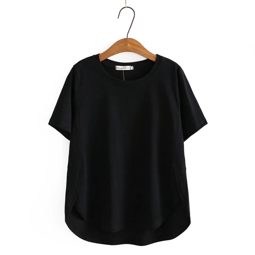 เสื้อยืดแขนสั้นลําลอง ทรงเอ ขนาดใหญ่ พลัสไซซ์ สีพื้น แบบเรียบง่าย แฟชั่นฤดูร้อน สําหรับผู้หญิง มีสีขาว สีดํา ไซซ์ XL - 4XL