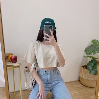 ถามก่อนกด JLY2601 ครอปแขนสั้นสีพื้น
