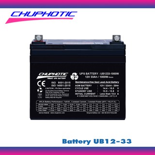แบตเตอรี่เครื่องสำรองไฟฟ้า Chuphotic UB12V33Ah