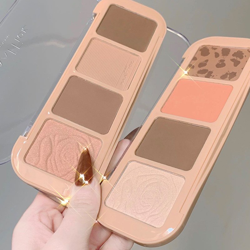 MAFFICK-MF074 B พาเลท 4 in 1 บลัชออน ไฮไลท์ เฉดดิ้ง คอนทัวร์ เนื้อละเอียด นุ่มละมุน ติดทน กันน้ำ Ros