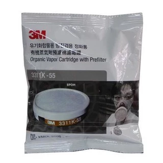 3M™ 3311K-55 ตลับกรองไอระเหยสารตัวทำละลาย ขนาด 55 ซี.ซี. พร้อมแผ่นกรองฝุ่น ละออง