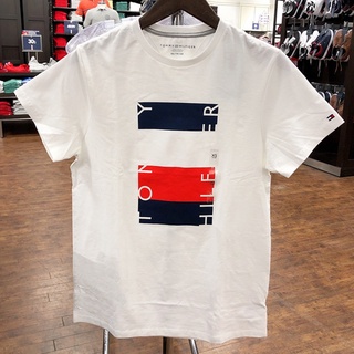 Tommy เสื้อยืดแขนสั้น คอกลม ผ้าฝ้าย สีขาว สําหรับผู้ชาย (พร้อมส่ง)