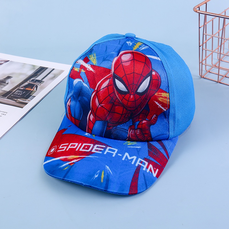 หมวกแก็ปสําหรับเด็กผู้ชายลายการ์ตูน spiderman superhero เหมาะกับการเล่นกีฬา