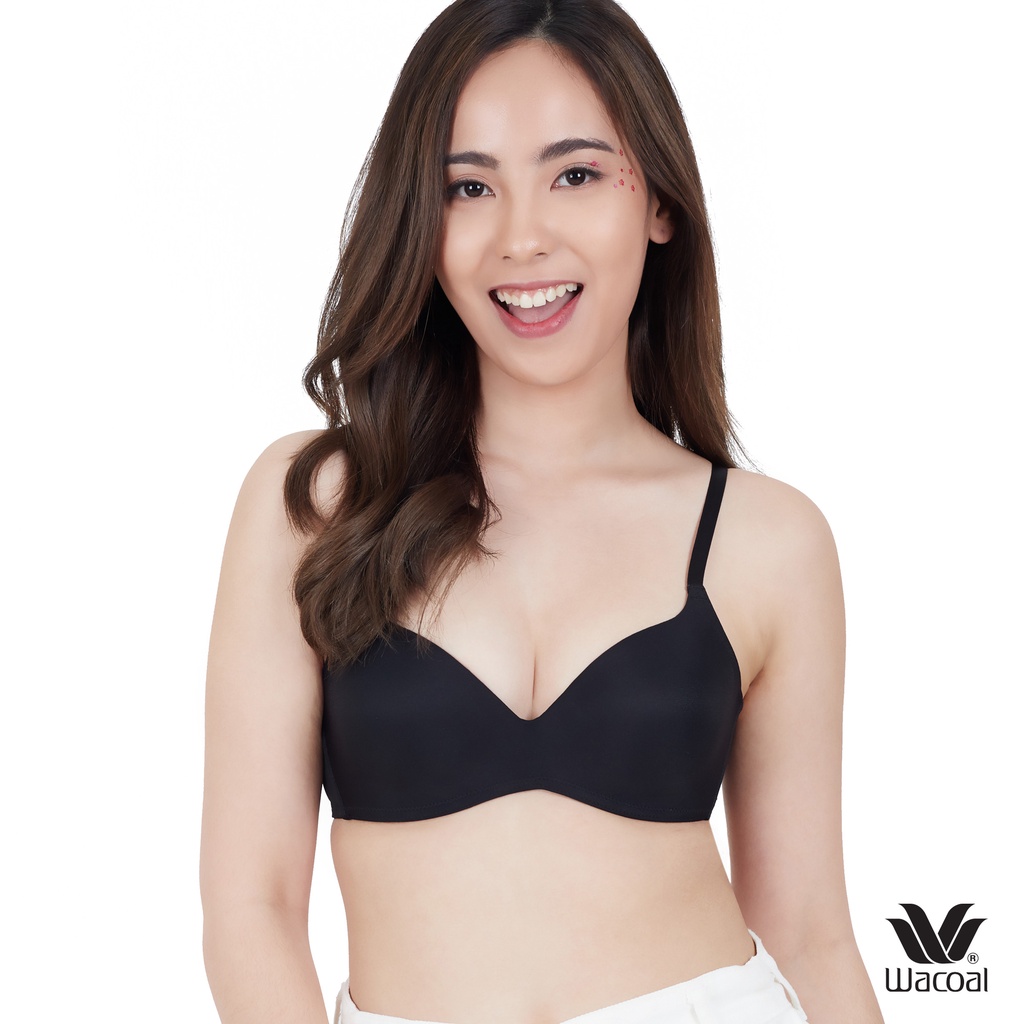 Wacoal Surprise Wireless Push Up Bra รุ่น WB9V02 สีดำ เสื้อชั้นในไร้โครง เสริมฟองน้ำ 20 mm