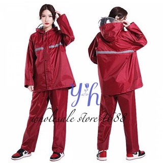 YH-1688（8สี）New Alitech ชุดกันฝน เสื้อกันฝน สีกรมท่า มีแถบสะท้อนแสง รุ่น หมวกติดเสื้อ Waterproof Rain Suit