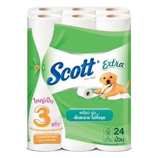 ✨ขายดี✨ สก๊อตต์ เอ็กซ์ตร้า กระดาษชำระ ยาว3เท่า แพ็ค 24 ม้วน Scott Extra Toilet Paper x 24 Rolls