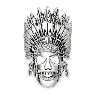 MachuSilver แหวนเงินแท้ 925 Sterling Silver กระโหลกอินเดียแดง (ปรับไซต์ได้) พร้อมถุงกำมะหยี่